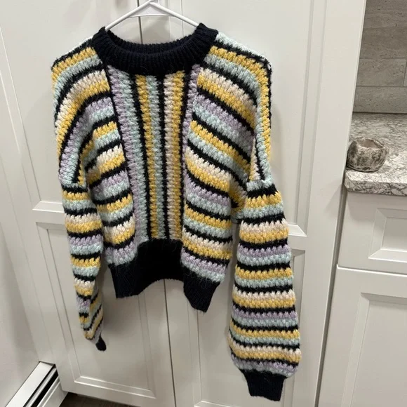 Zara Stripped Cropped Sweater Multicolor - Picture 3 of 4